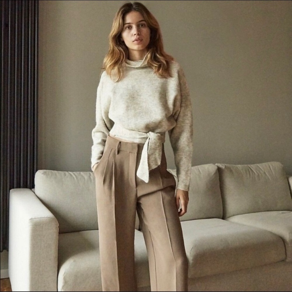 Aritzia Wilfred Lorin Sweater Tie Waist Wool Alpaca